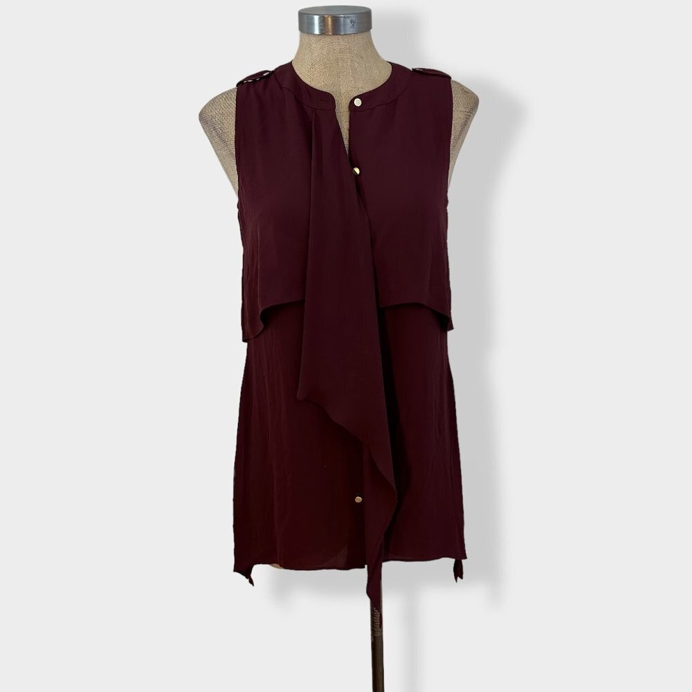 White House Black Market Maroon Sleeveless Tunic Top‎ S